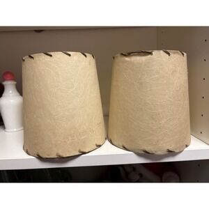 Vintage Small Mid Century Modern Fiberglass Lamp Shades Set of 2 Atomic Era